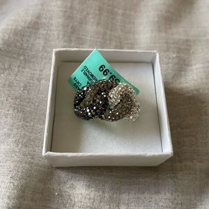 Jewelry - Silver plated brass link... crystal ring Jewelry - Silver plated brass link... crystal ring